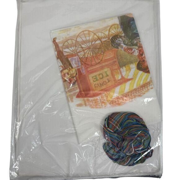 Crewel Kit Something Special Vintage 80s Coolin’ Off Boy Dog Wagon Ice Cream NWT - Picture 2 of 2